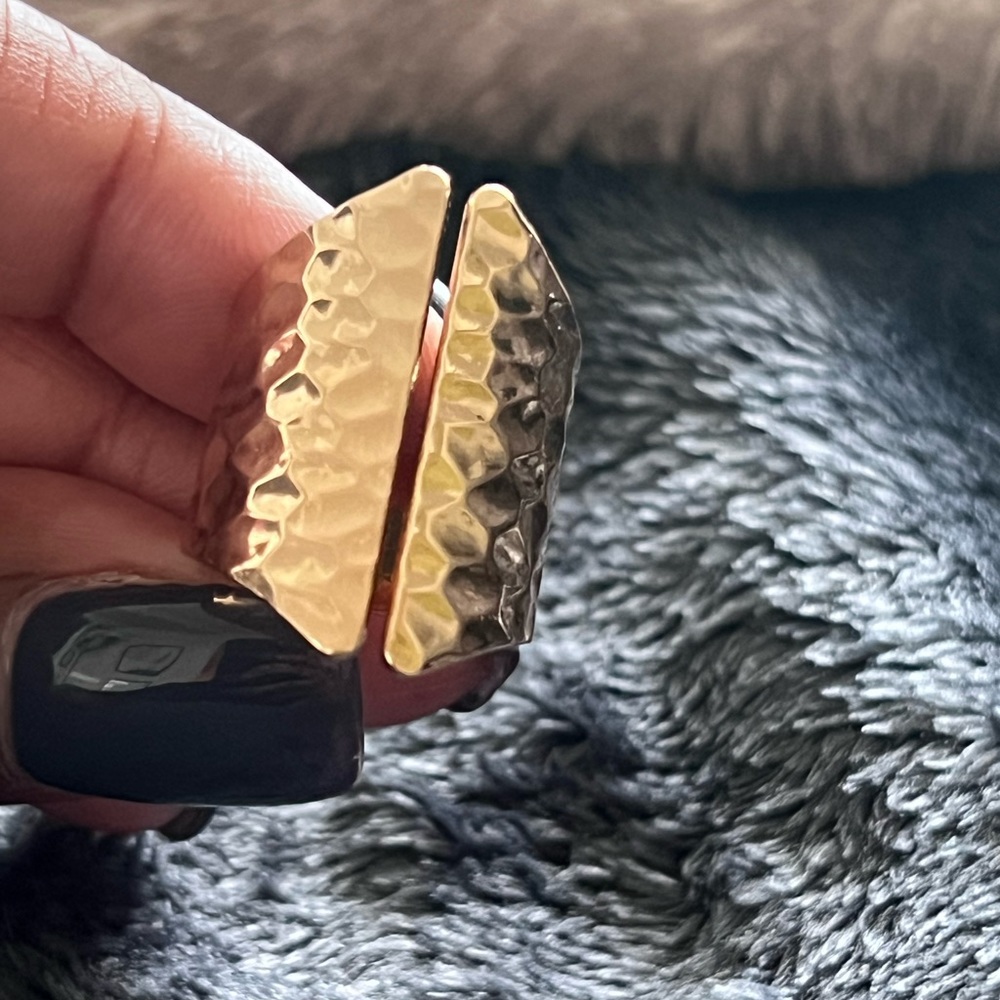 Gold textured cuff ring